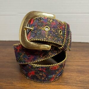 Vintage Elite multicolor and gold sparkle accent belt women’s size large